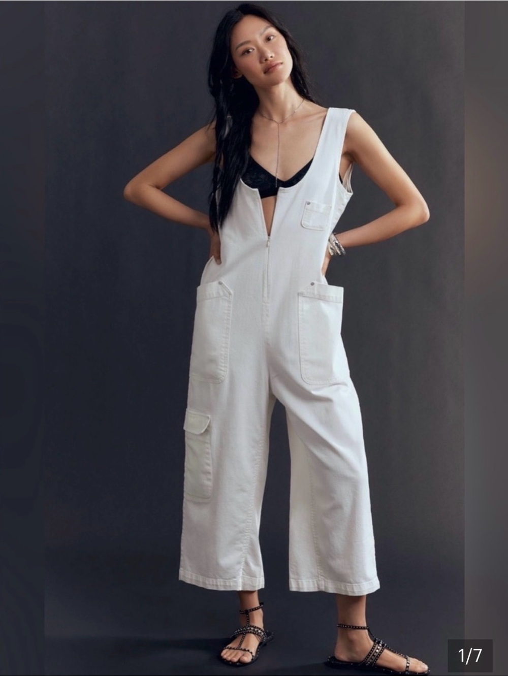 Pilcro White Women's Denim Zip-Front Overalls